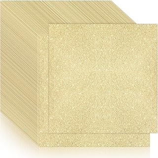 50 Sheets Glitter Cardstock Paper 12"x12" Gold