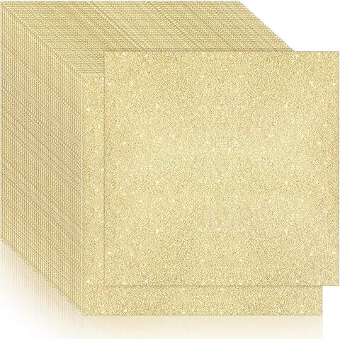 50 Sheets Glitter Cardstock Paper 12"x12" Gold