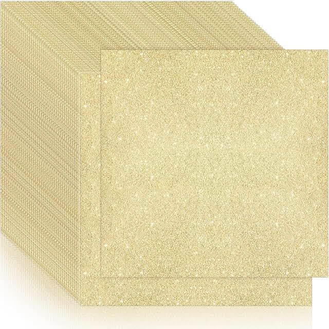 50 Sheets Glitter Cardstock Paper 12"x12" Gold