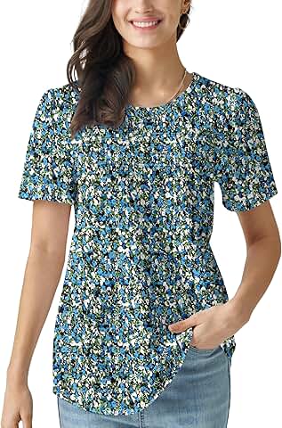 Summer women's casual short puff sleeve tops 2025