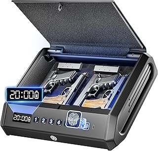 Large biometric gun safe for four pistols with fingerprint access