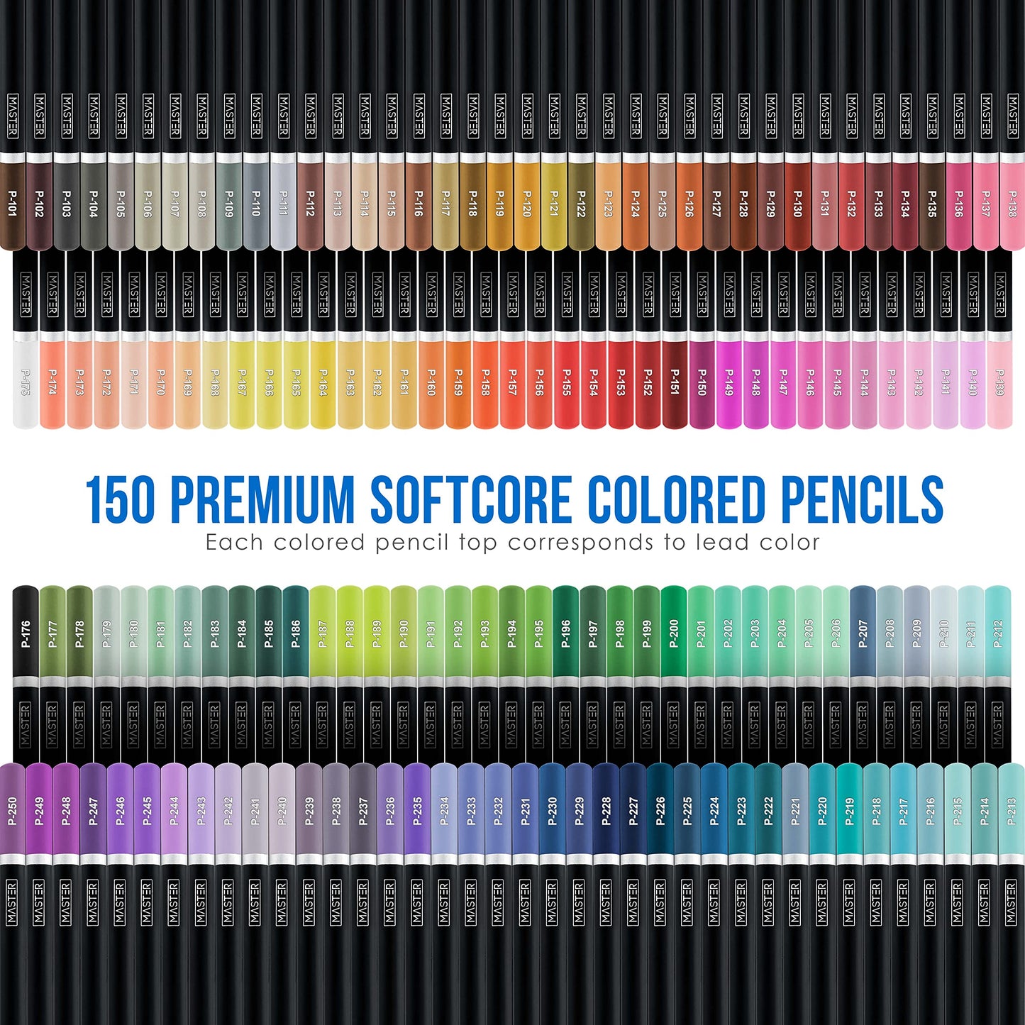 150 Colored Pencils Mega Set with 4 Sketch Pads