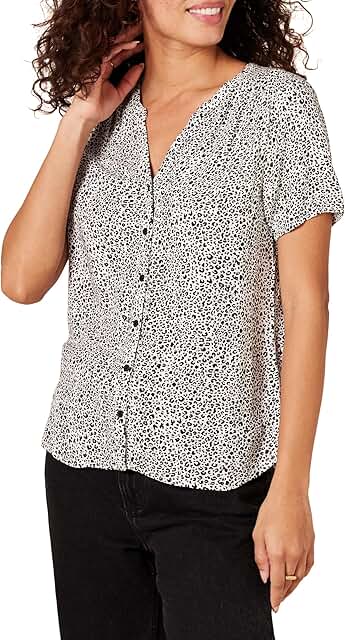 Women's Loose-Fit Short-Sleeve Woven Blouse