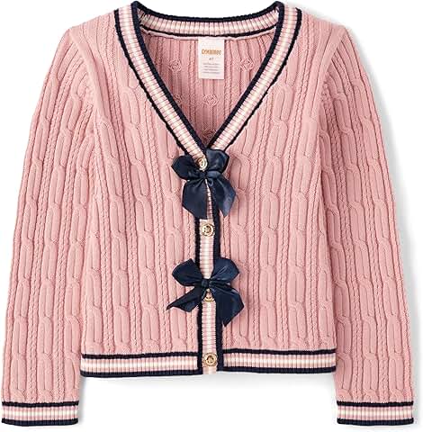 Girls and Toddler Long Sleeve Cable Knit Cardigan