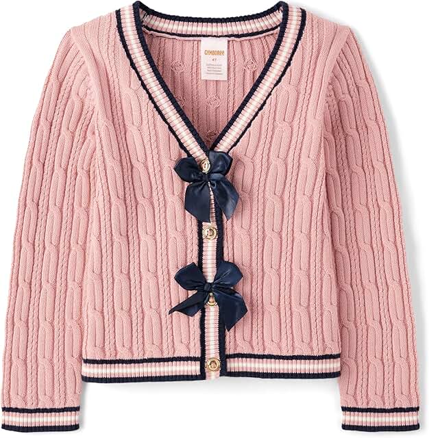 Girls and Toddler Long Sleeve Cable Knit Cardigan