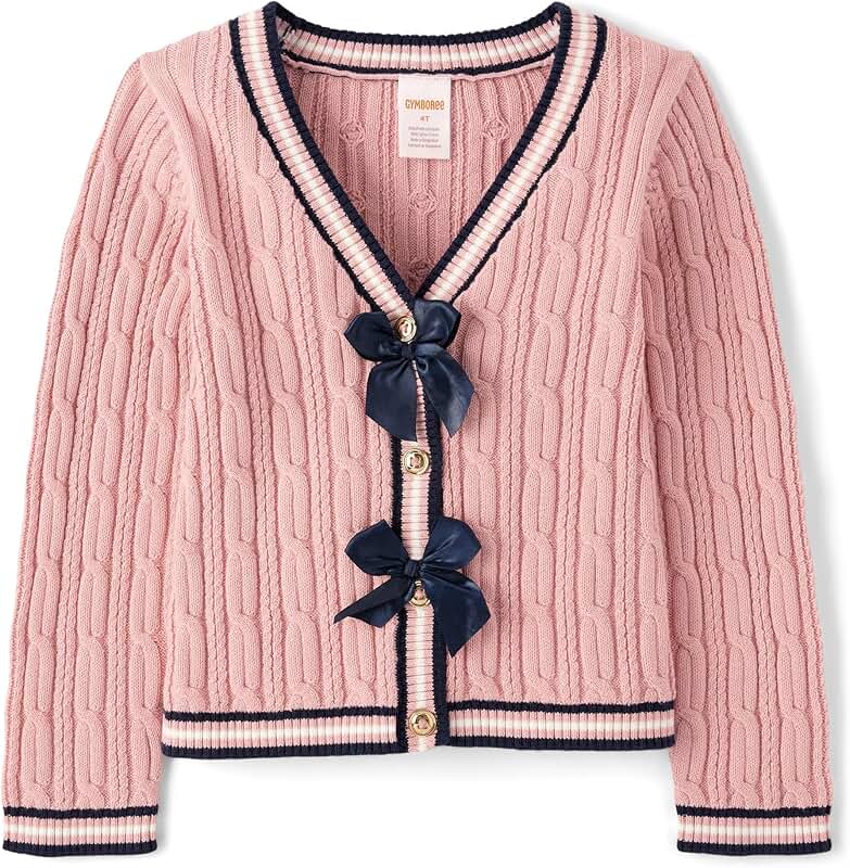 Girls and Toddler Long Sleeve Cable Knit Cardigan