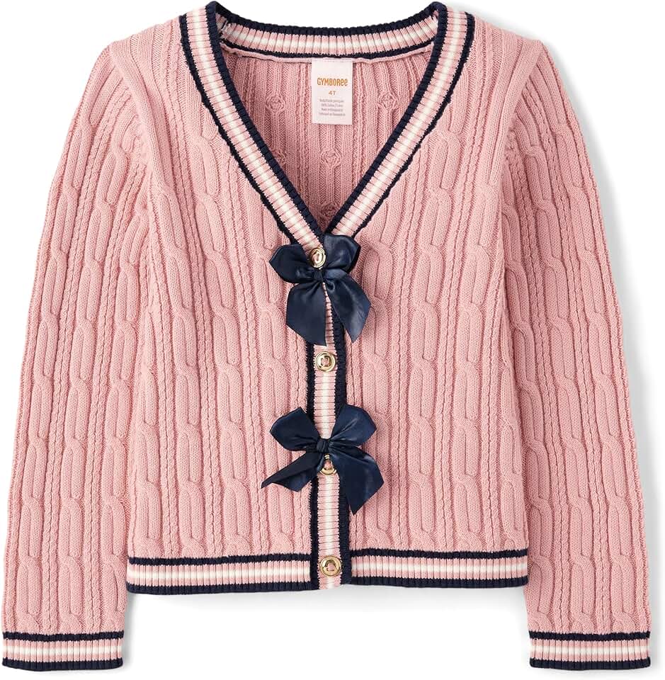 Girls and Toddler Long Sleeve Cable Knit Cardigan