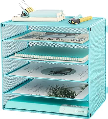 5 Slot Mesh Desk Organizer Tray for Files and Mail