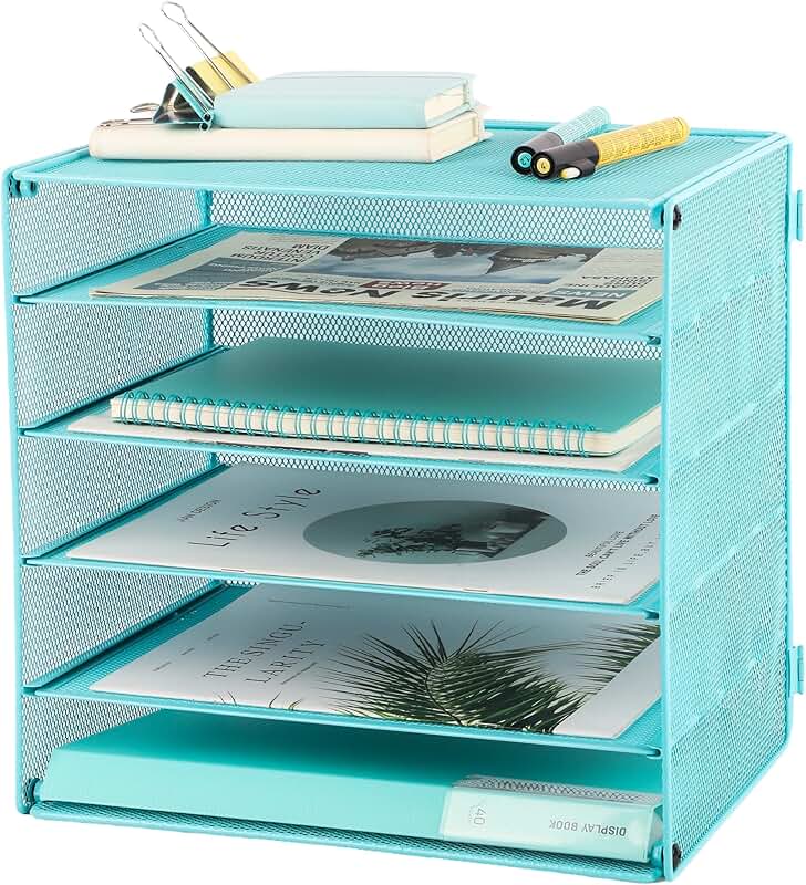 5 Slot Mesh Desk Organizer Tray for Files and Mail