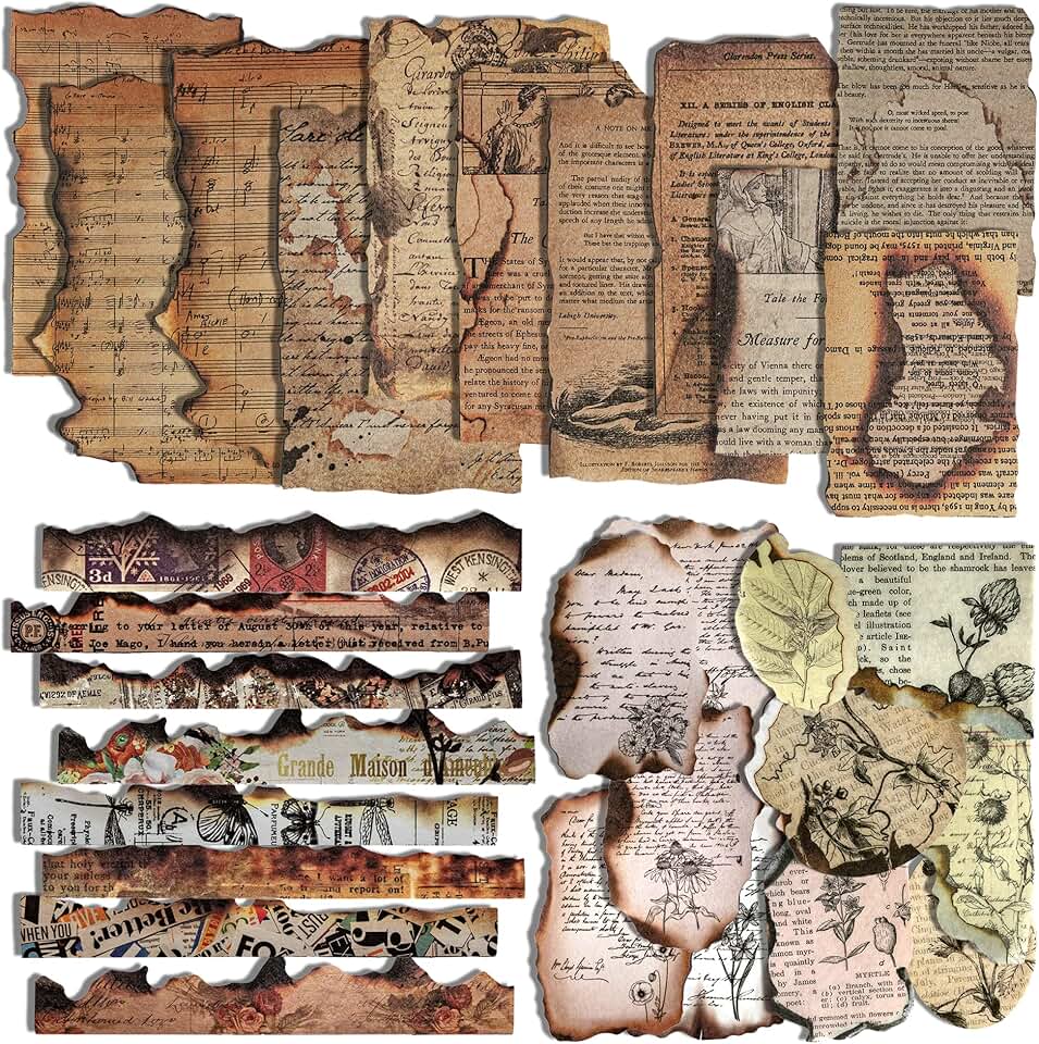 Vintage Burnt Edge Retro Scrapbook Paper Set