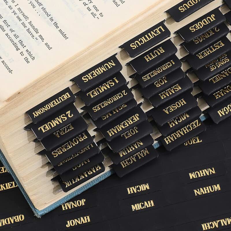 Leather Bible Tabs with Gold Lettering for Easy Navigation