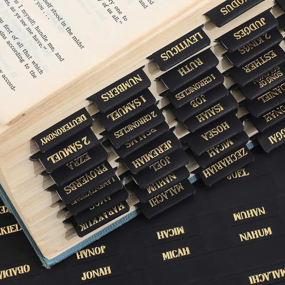 Leather Bible Tabs with Gold Lettering for Easy Navigation