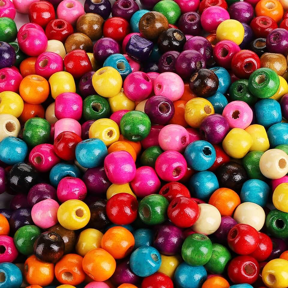 2000 Colored Wooden Beads for Jewelry Making