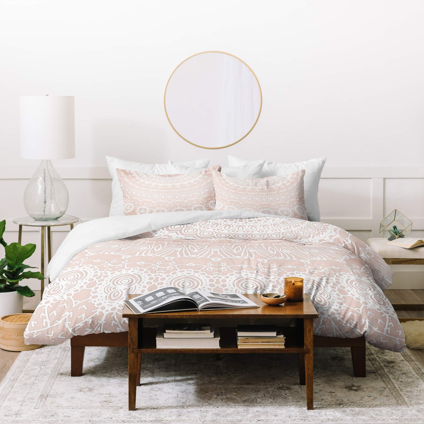 Monika Strigel Waiting for You Rose Duvet Set with Pillow Sham, Twin, Pink