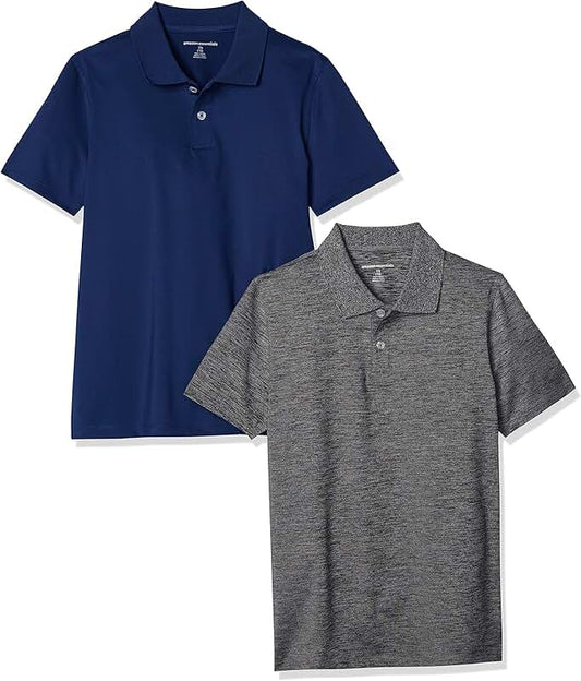 Two Boys' and Toddlers' Short-Sleeve Active Polo Shirts