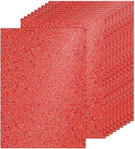 Red Glitter Cardstock, 40 Sheets, 8.3x11.7 in, 250gsm
