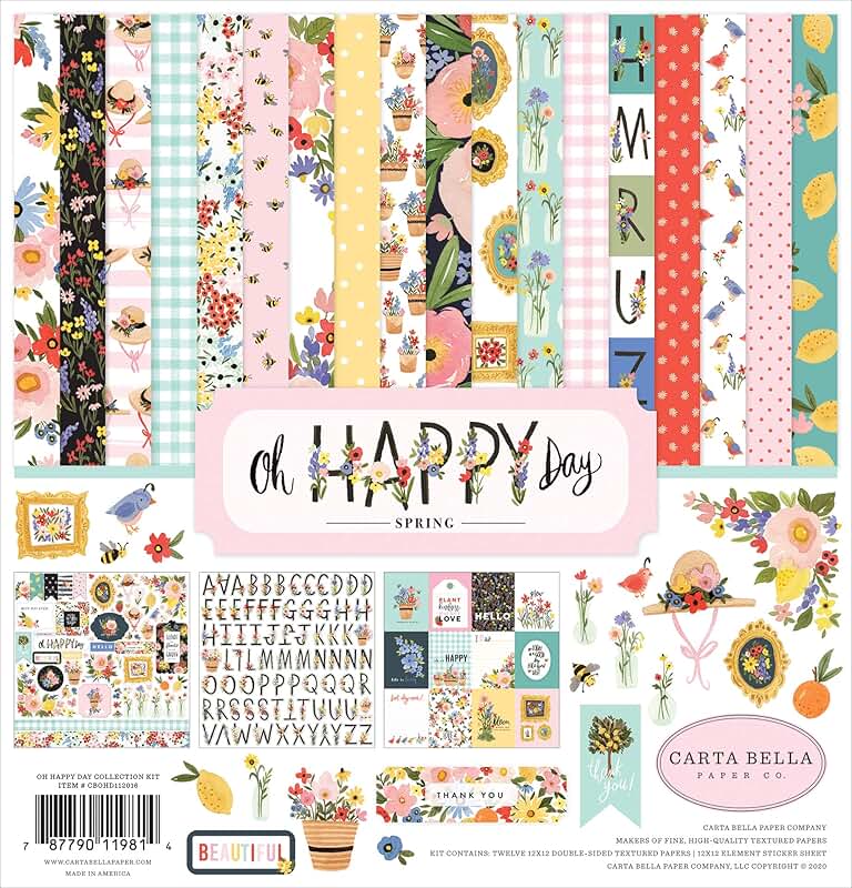 Oh Happy Day Collection Kit with colorful 12x12-inch papers