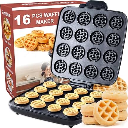 16-Piece Mini Waffle Maker for Home and Snacks