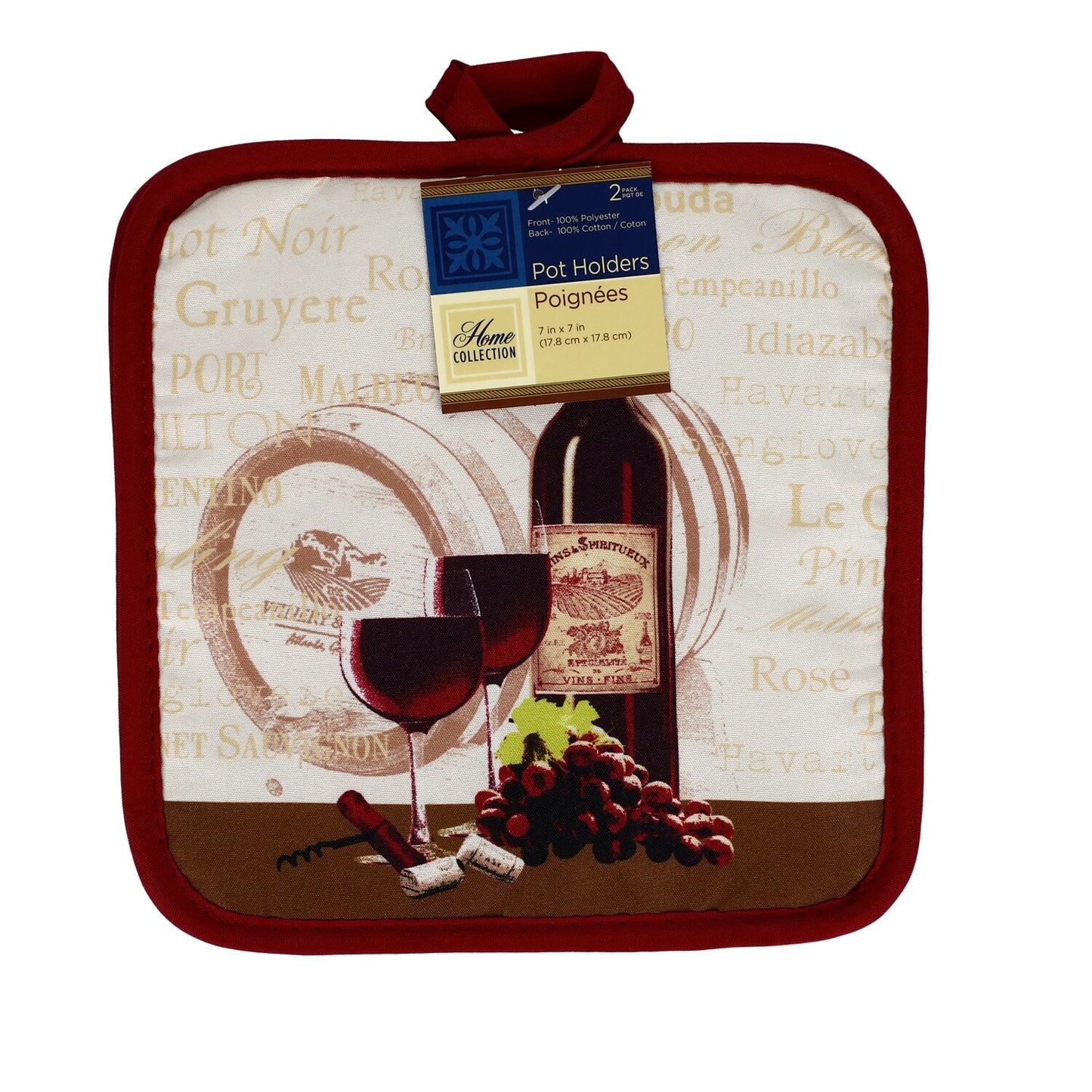 Home Collection Wine-Themed Pot Holders, 2-ct. Packs (Pack of 12)