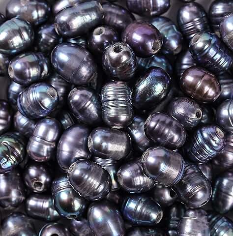 Black Freshwater Pearl Beads, 100pcs, 7-10mm, Oval, DIY Jewelry