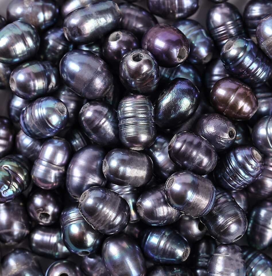 Black Freshwater Pearl Beads, 100pcs, 7-10mm, Oval, DIY Jewelry