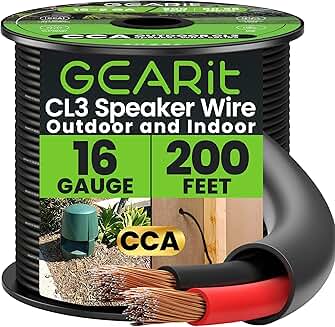 Outdoor 16-Gauge CL3 Rated Speaker Wire, 200 ft