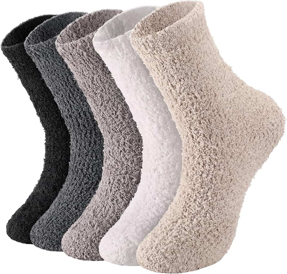 Warm fuzzy cozy slipper socks for women
