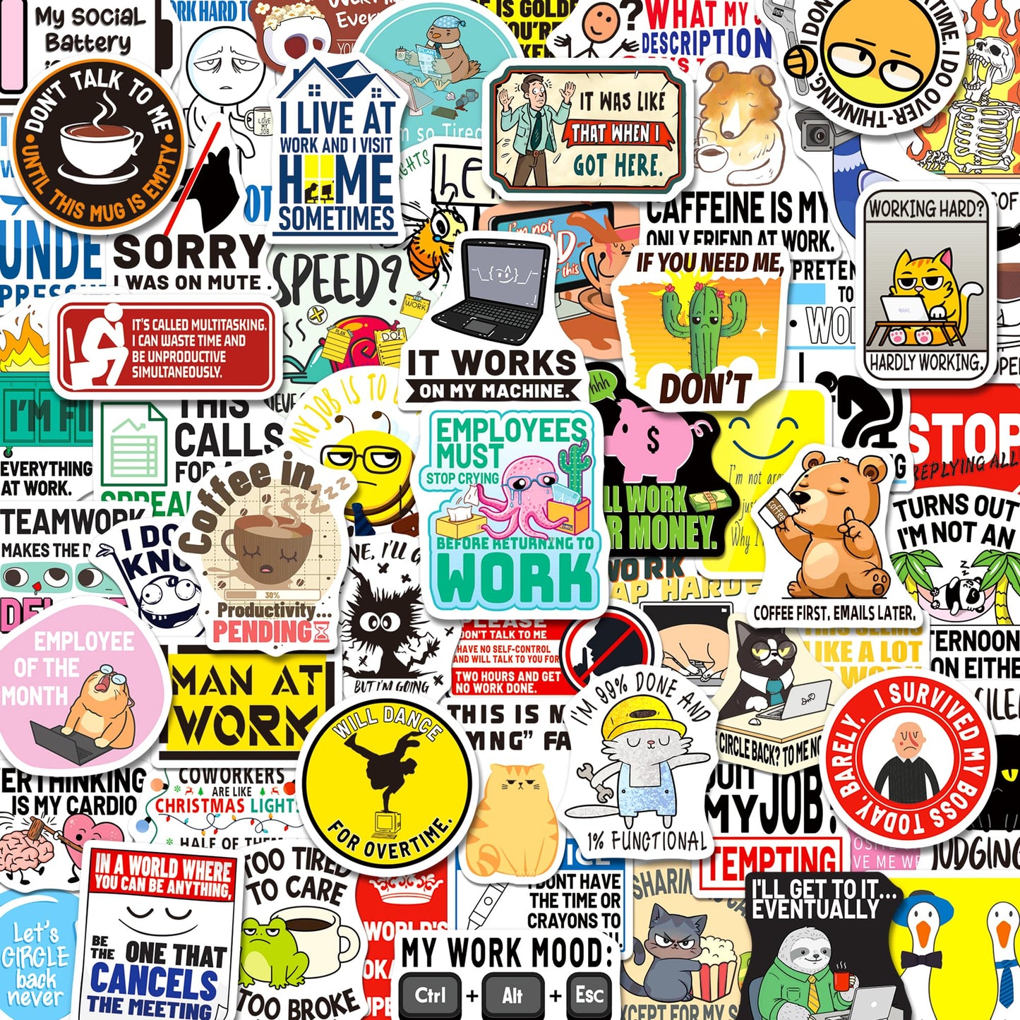 200 Funny Work Stickers for Adults
