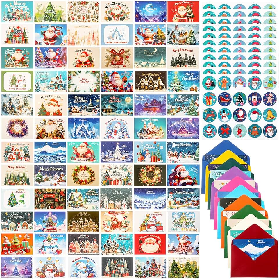 345 Christmas Card Sets with Envelopes and Stickers
