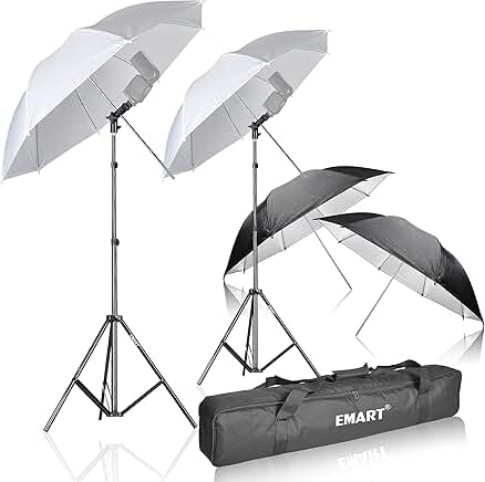 33-inch Reflective Photography Umbrella with Light Stand (4 Pack)