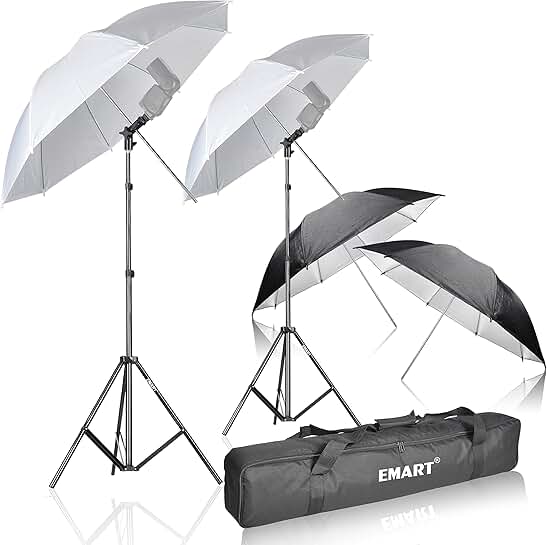 33-inch Reflective Photography Umbrella with Light Stand (4 Pack)
