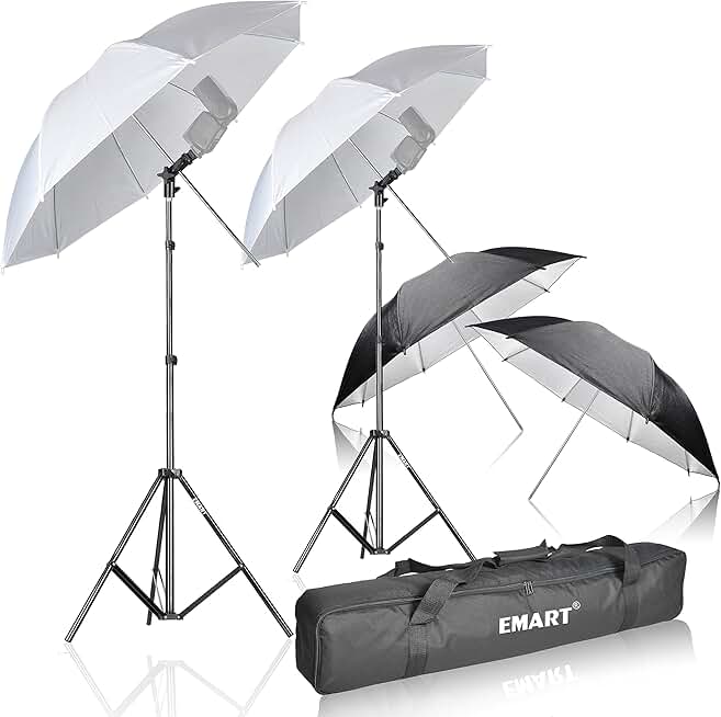 33-inch Reflective Photography Umbrella with Light Stand (4 Pack)
