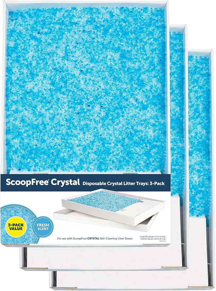 Disposable Crystal Cat Litter Tray with Fresh Scent (3 Pack)