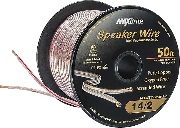 50 ft. 14 Gauge Pure Copper Speaker Wire