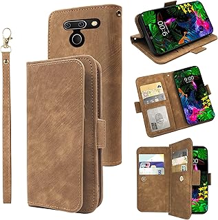 Leather Wallet Case with Wrist Strap for G8 ThinQ