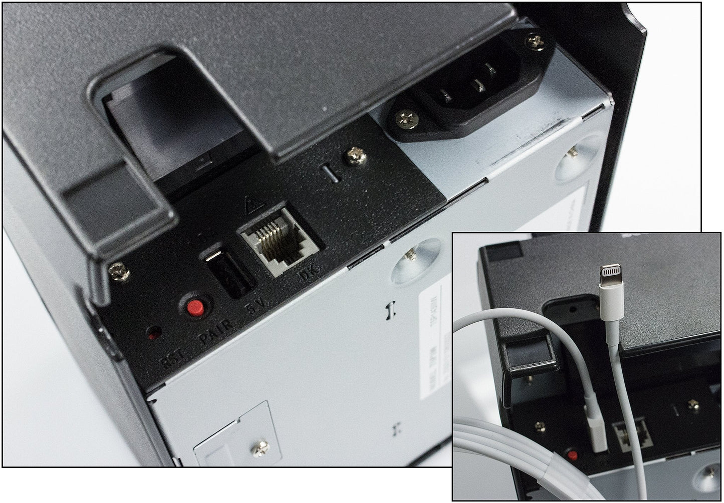 TSP143IIIU USB Thermal Receipt Printer with Device and Mfi USB Ports, Auto-cutter, and Internal Power Supply - Gray