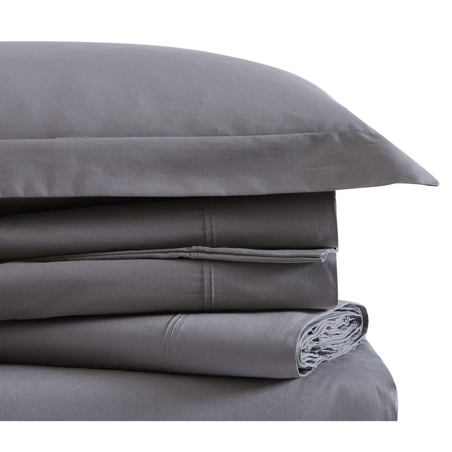Solid Cotton Percale Sheet Set, Queen, Grey