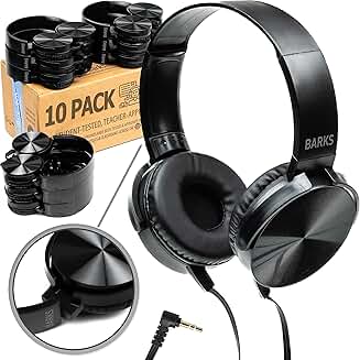 10 Pack On-Ear Classroom Headphones for Students