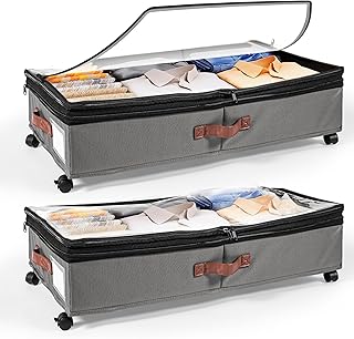 2 Large Under Bed Storage Bins with Lid and Dividers
