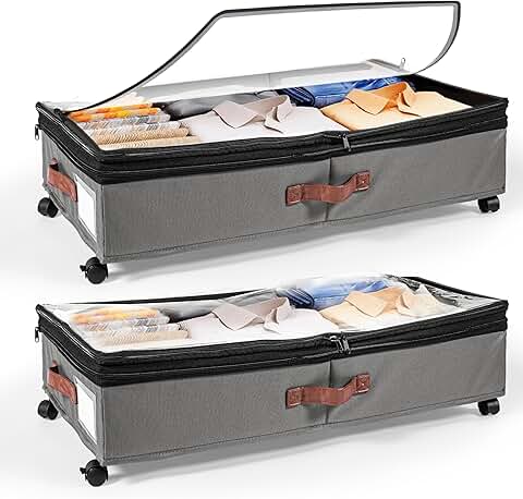 2 Large Under Bed Storage Bins with Lid and Dividers