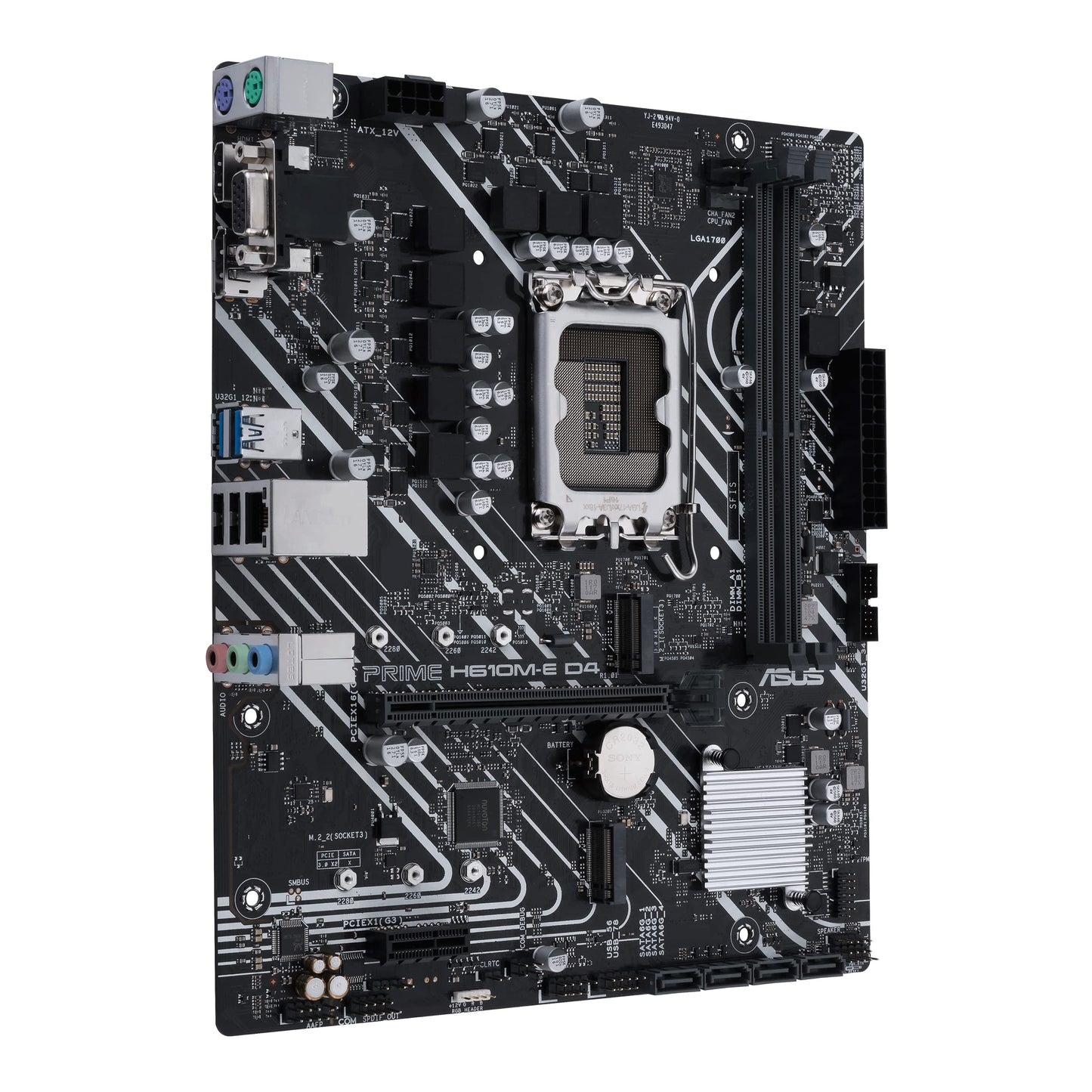 H610M-E D4 LGA 1700(Intel 12th Gen) mATX Motherboard (PCIe 4.0, DDR4,2xM.2 Slots,1Gb LAN,DisplayPort/HDMI/D-Sub, USB 3.2 Gen 1 Ports, SATA 6 Gbps, COM Header, RGB Header)