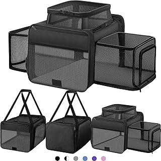 Expandable soft-sided pet carrier for medium dogs and cats
