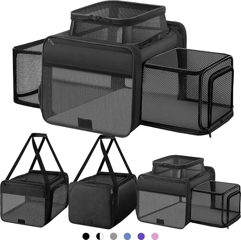 Expandable soft-sided pet carrier for medium dogs and cats