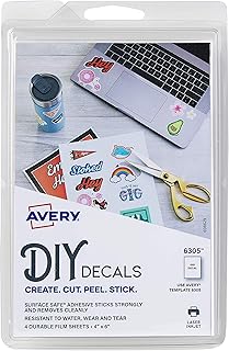 Surface Safe Printable Decal Stickers, 4x6, Water & Tear Resistant, 4 Labels
