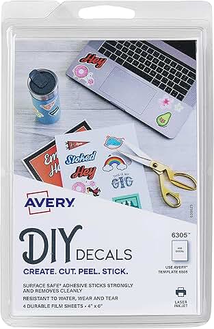 Surface Safe Printable Decal Stickers, 4x6, Water & Tear Resistant, 4 Labels