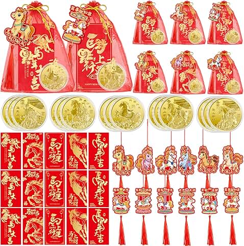 15 Chinese New Year Gift Set with Coins Envelopes Ornaments and Card