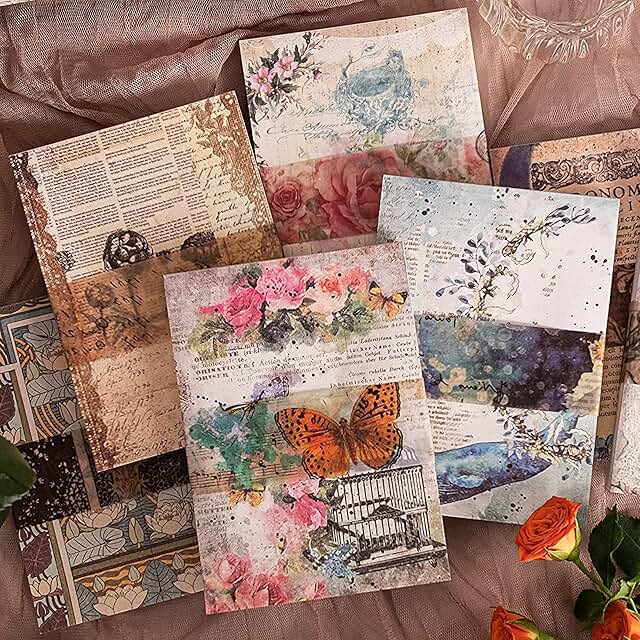 400 Sheets Vintage Scrapbook Paper for Journaling and Crafts