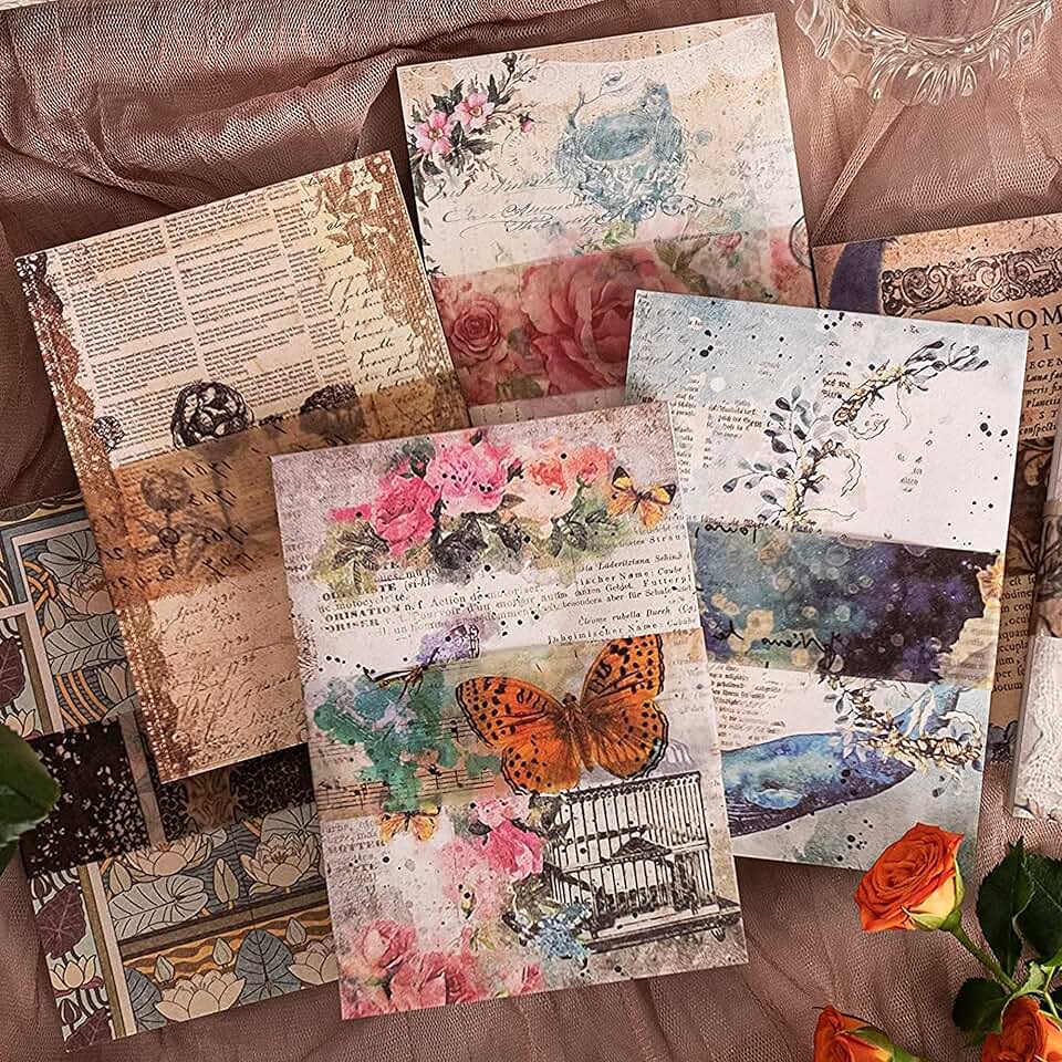 400 Sheets Vintage Scrapbook Paper for Journaling and Crafts