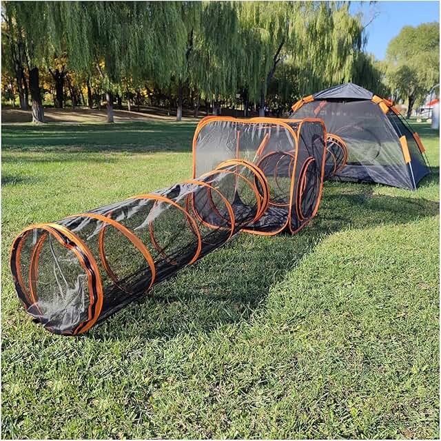 Outdoor Cat Enclosure with Play Area and Tent