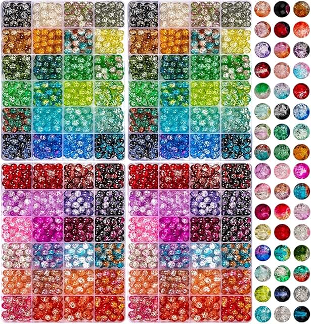 2400 8mm Glass Beads in 48 Colors for Jewelry and Crafts